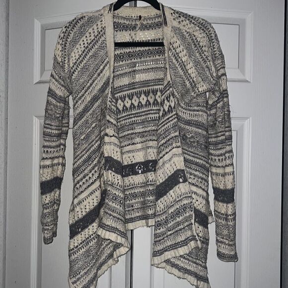 Free People Knit Cardigan, Creme and Blue, Buttons Comfortable Like New Small - Picture 1 of 5